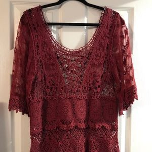 Pretty Angel Burgundy Crochet top